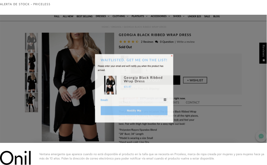 Alerta de Stock de Priceless - Marca de ropa creada por mujeres y para mujeres hace más de 10 años
