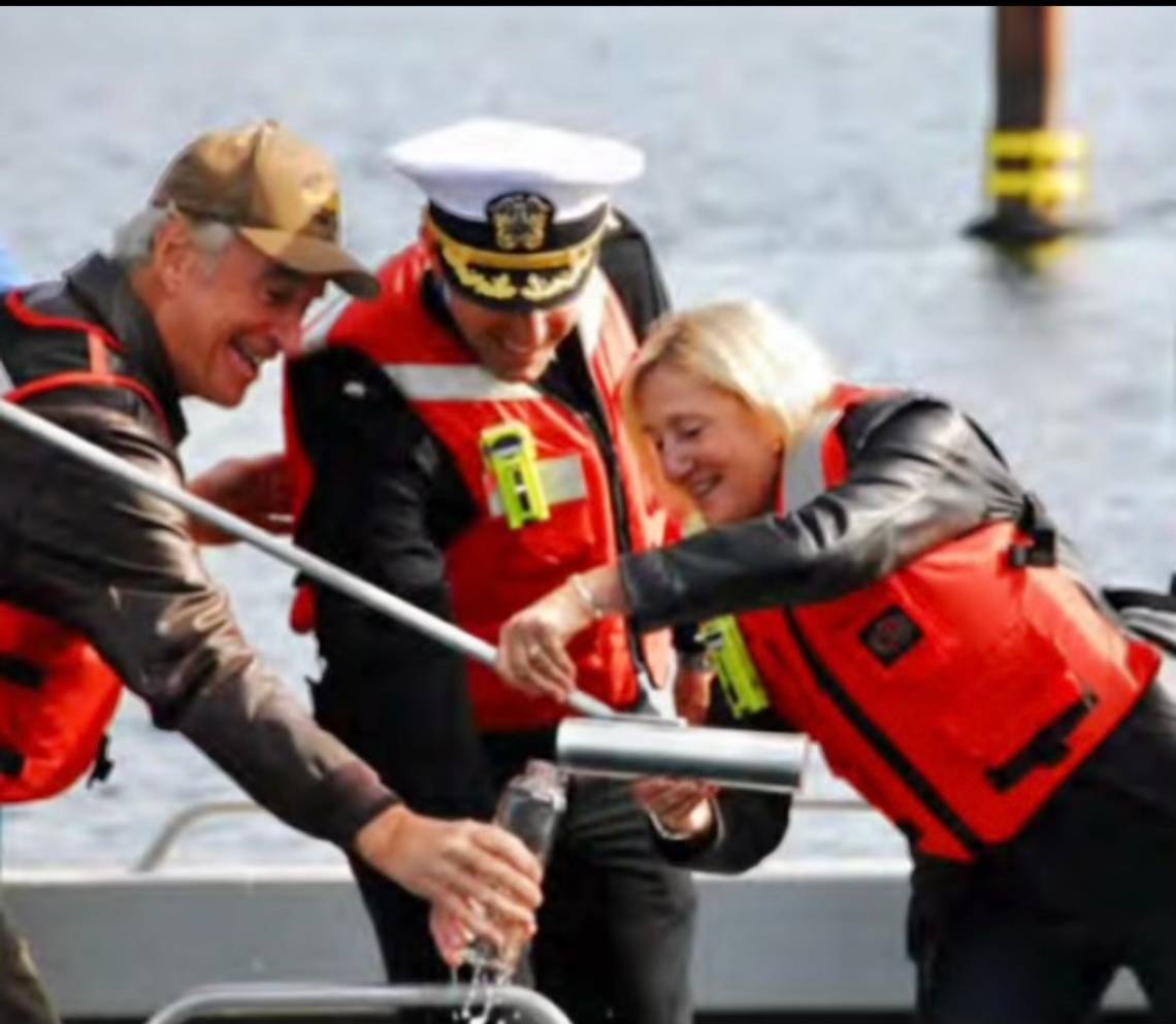 Ship's Sponsor Terry Stackley Gathers Christening Water