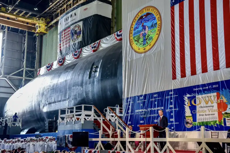U.S. Navy Christens 6th Block IV Virginia-Class Submarine USS Iowa (SSN-797)