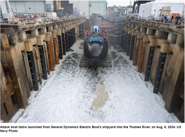 USNI News: General Dynamics Electric Boat Launches Attack Boat IDAHO 799