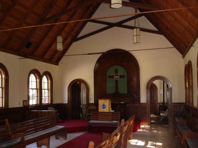 Interior of Fort Sherman Chapel in Sep 2014.  Photo by Gayle Alvarez