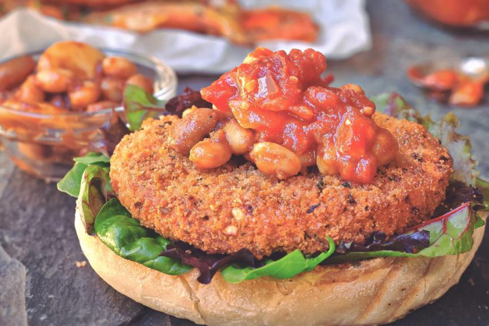 Vegan Spicy Patty with BBQ Beans