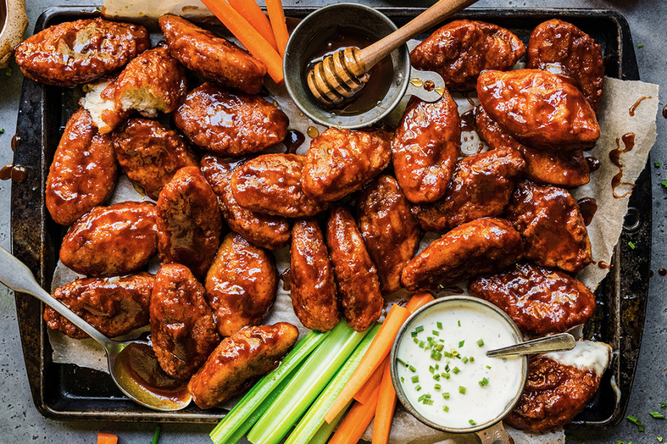 Quorn Hot Honey BBQ ChiQin Wings with Homemade Ranch Dip