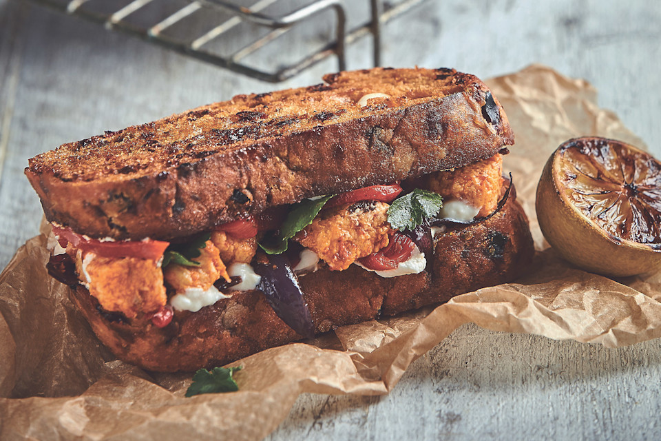 Harissa Roasted Quorn & Creamy Goats Cheese Toastie