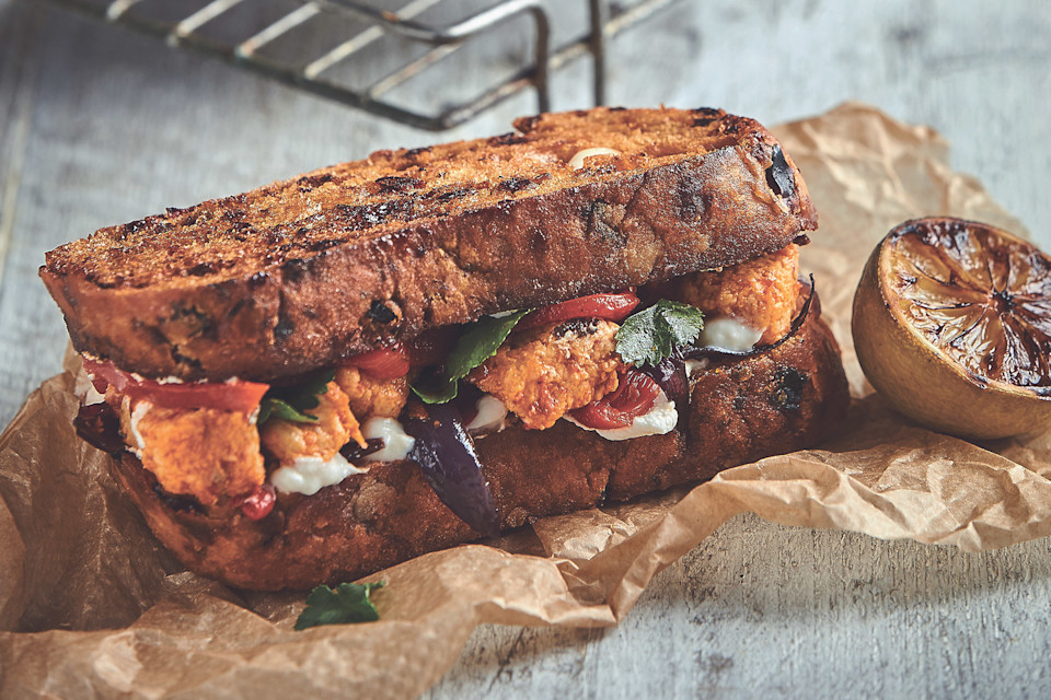 Harissa Roasted Quorn &amp; Creamy Goats Cheese Toastie