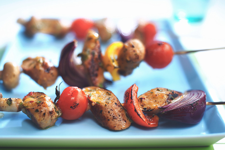 Quorn Sausage &amp; Vegetable Sticky Skewers