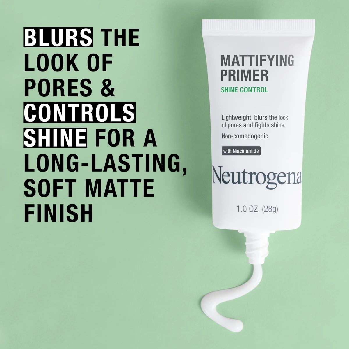 Neutrogena® mattifying primer blurs pores and controls shine for long-lasting soft matte finish