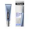 Vorderansicht Neutrogena Retinol Boost Serum Produkt neben der Verpackung