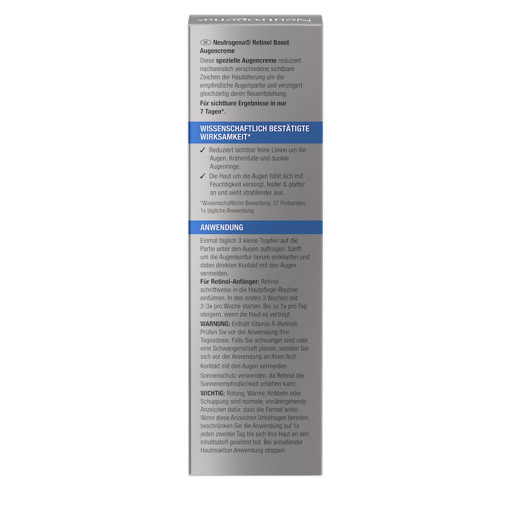 Packshot Neutrogena® Retinol Boost Augencreme Packungsrückseite