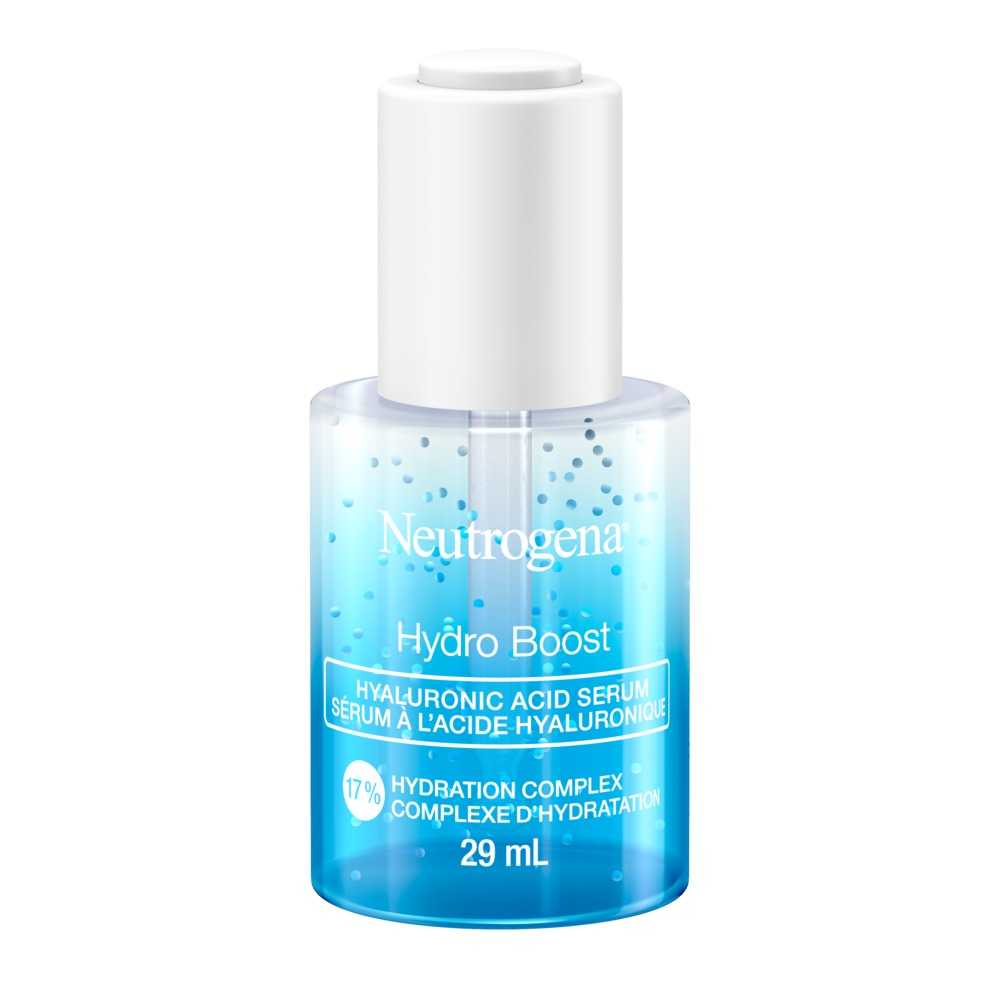 Neutrogena Hydro Boost Hyaluronic Acid Serum Vue de face du sérum à l’acide hyaluronique NEUTROGENA® Hydro Boost, bouteille de 29 ml