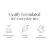 Icons show dermatologist tested, allergy tested, non comedogenic for daily use