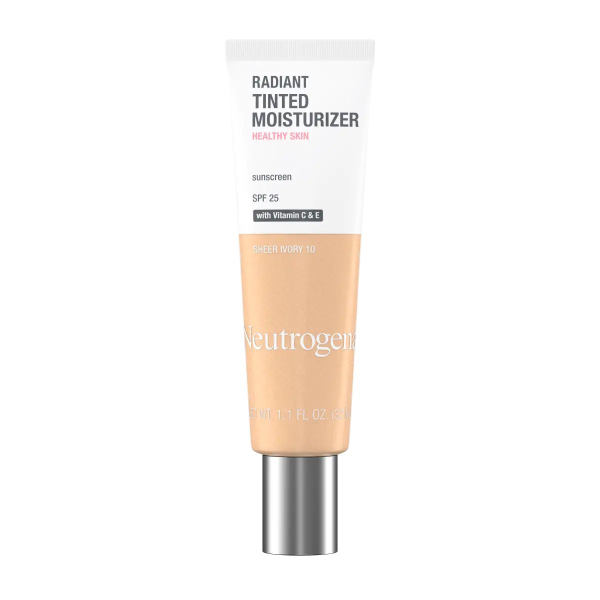 Neutrogena® Healthy Skin Radiant Tinted Moisturizer Broad Spectrum SPF 25 - Sheer Ivory (10) Front of pack