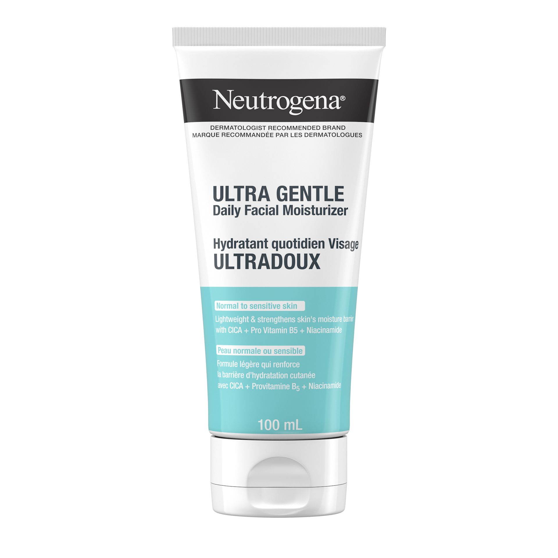 Front shot of Neutrogena® Ultra Gentle Moisturizer, 100mL squeeze tube