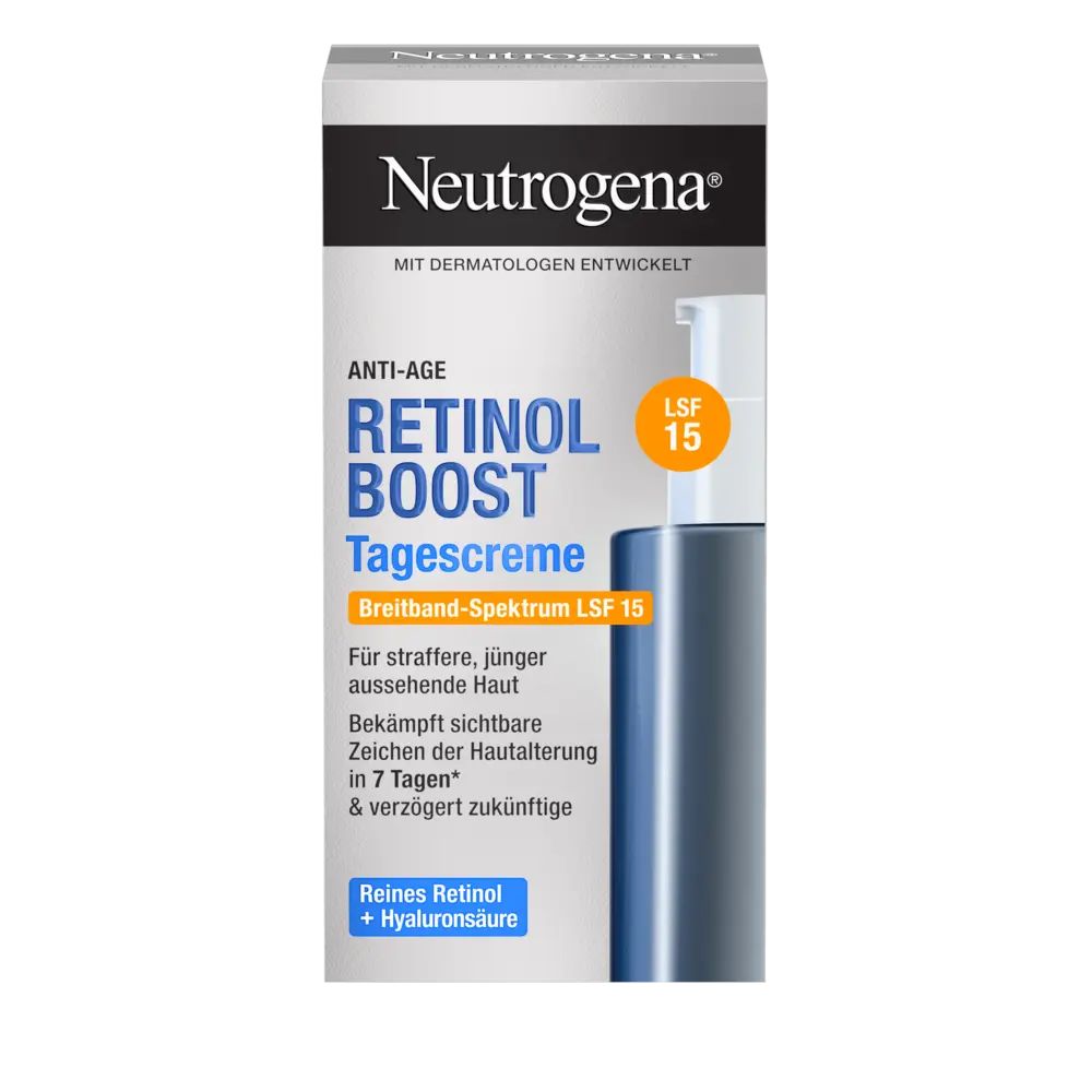 Packshot Neutrogena® Retinol Boost Tagescreme Packungsvorderseite 