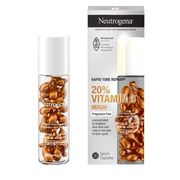 Neutrogena Rapid Tone Repair 20% Vitamin C Serum Capsules 30 ct product package