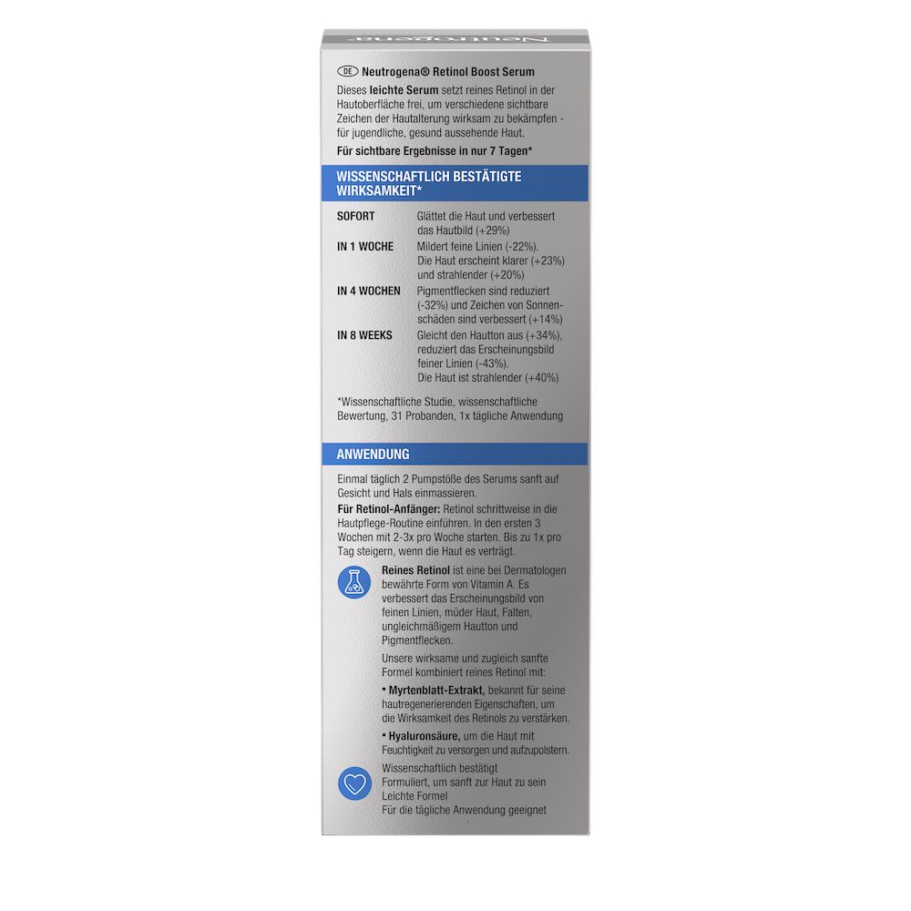 Packshot Neutrogena Retinol Boost Serum Packungsrückseite