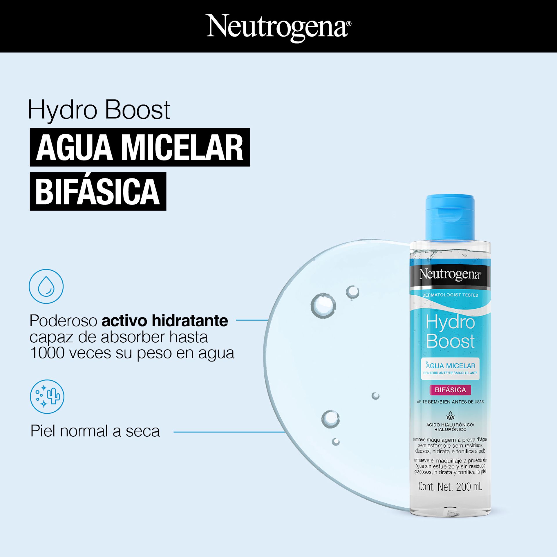NEUTROGENA® HYDRO BOOST® Agua Micelar Bifásica - Image 4 - Neutrogena - es-AR