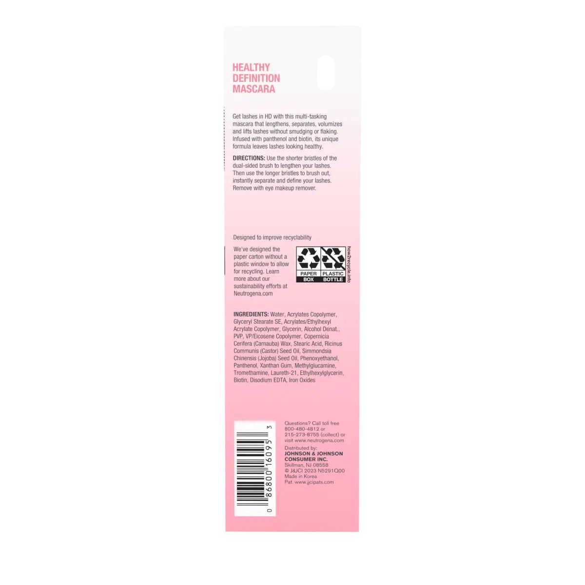 Neutrogena® Healthy Definition Mascara - Carbon Black Back of pack