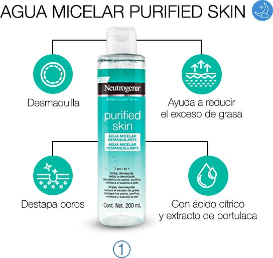 Agua micelar purited skin
