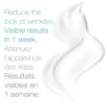 Cream spread out with text, 'reduce the look of winkles. Visible results in 1 week'