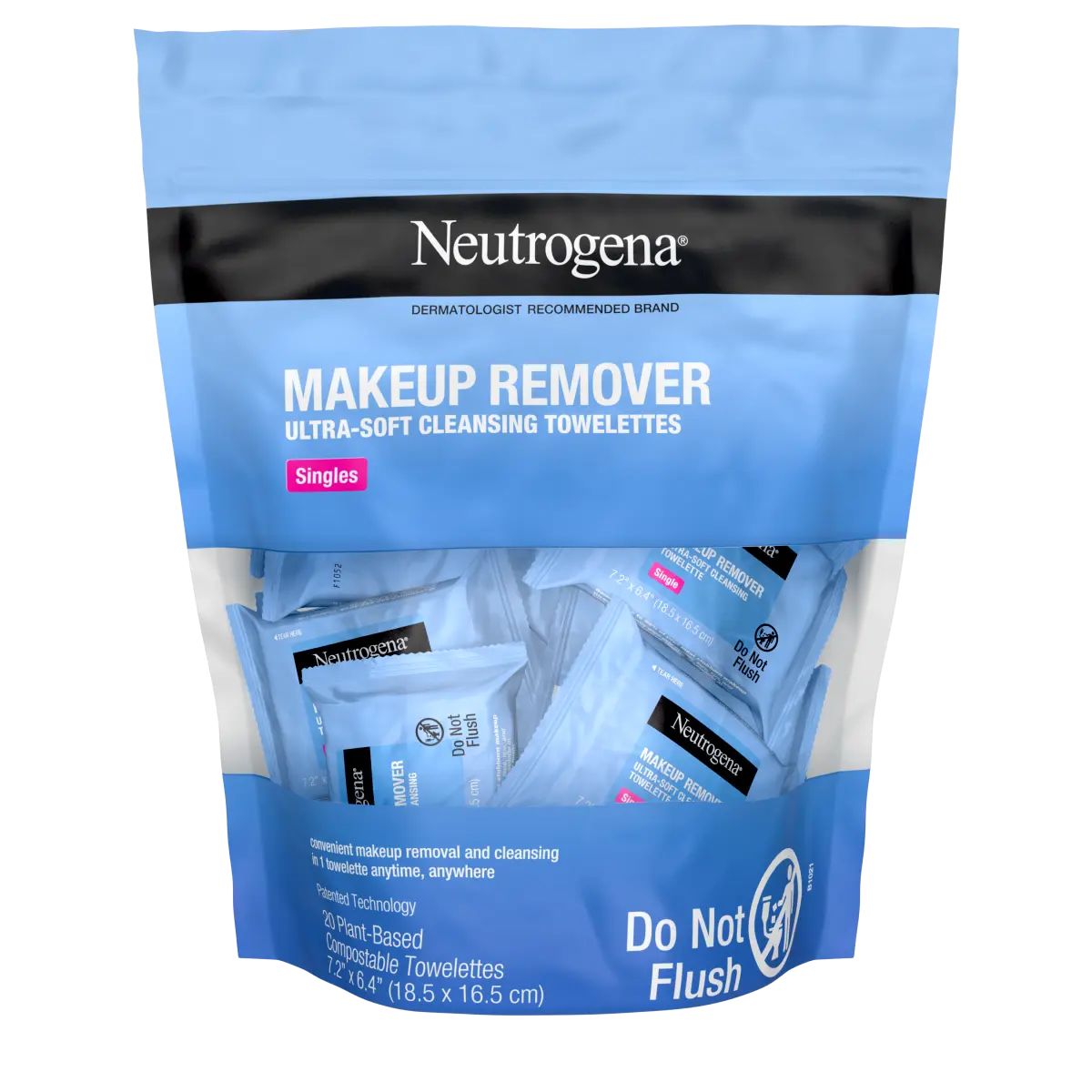 Neutrogena® Individually Wrapped Makeup Remover Cleansing Wipes Front of Pack