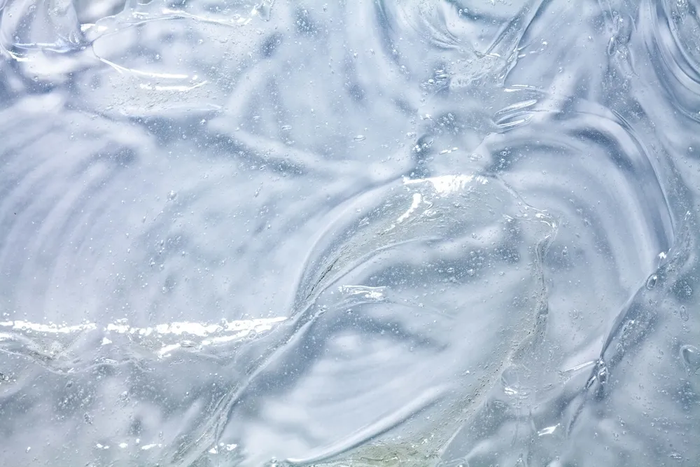 A cluster of bubbles against a blue background