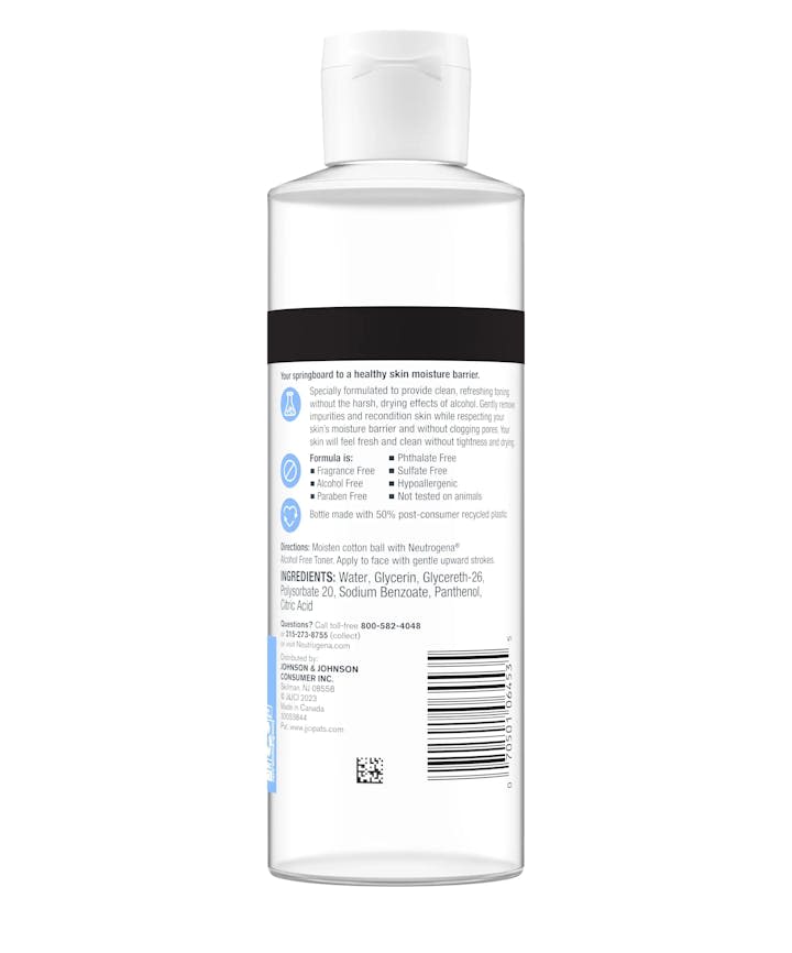 Neutrogena® Alcohol-Free Toner Back of Packaging