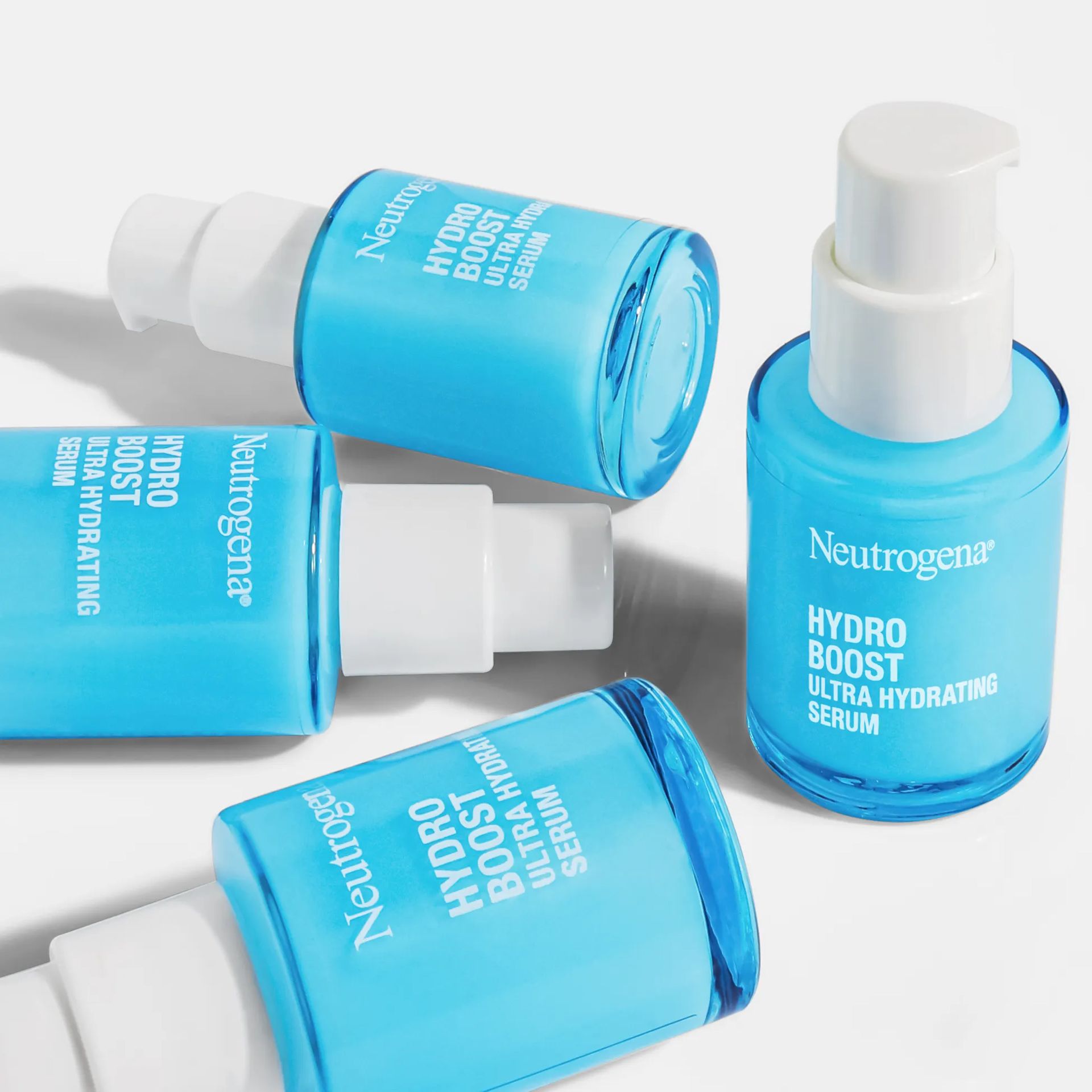 4 bottles of Neutrogena® Hydro Boost Serum and packaging