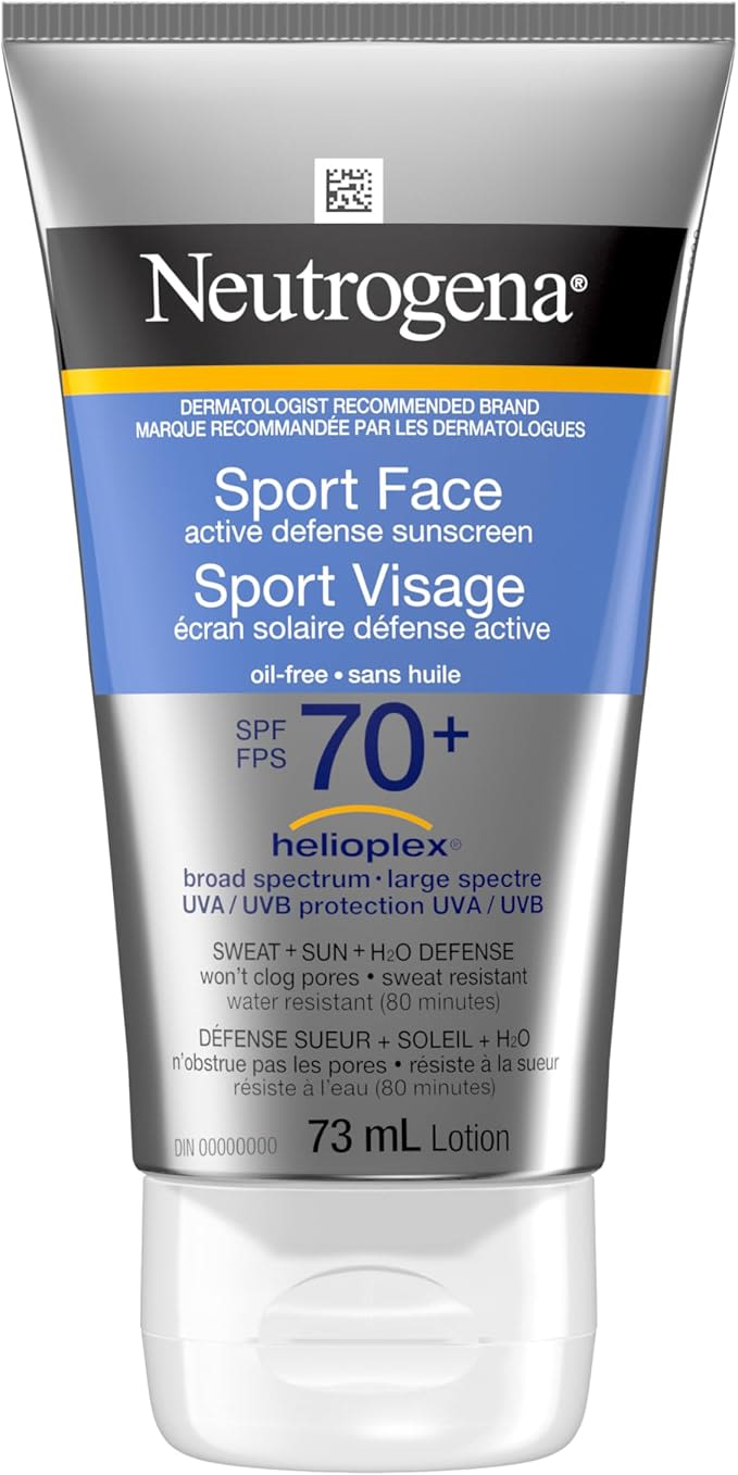 Lotion écran solaire sans huile Sport Visage à large spectre FPS 70+ de Neutrogena, 73 mL