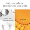 241129_441NTG_Mineral Stick_ML-06_Ingredients.webp Split panel showing 21.6 percent Zinc Oxide Mineral and Vitamin E for soft moisturized skin