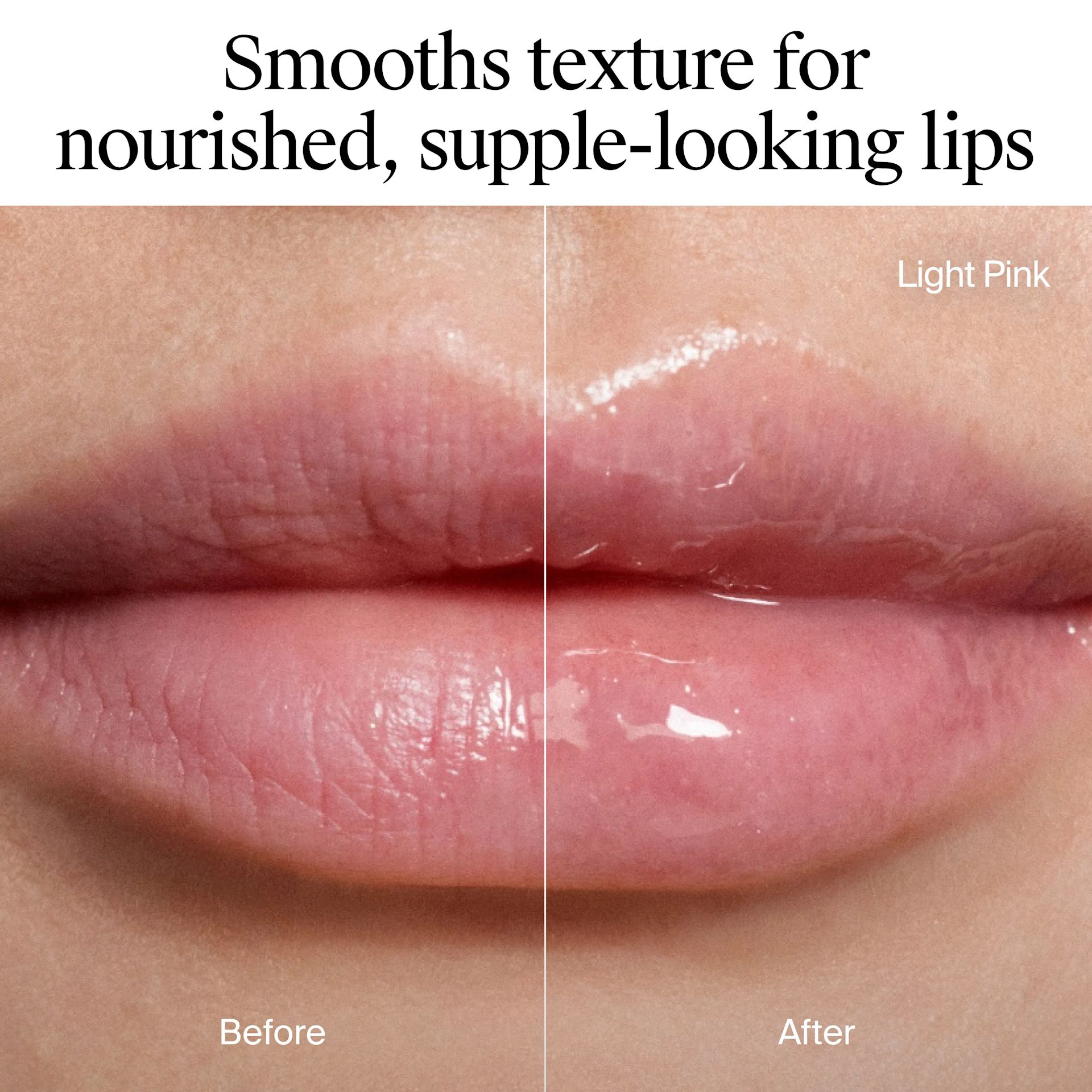 Neutrogena® Hydro Boost Lip Oil: Before and After image, smooths texture for nourishes supple-looking lips