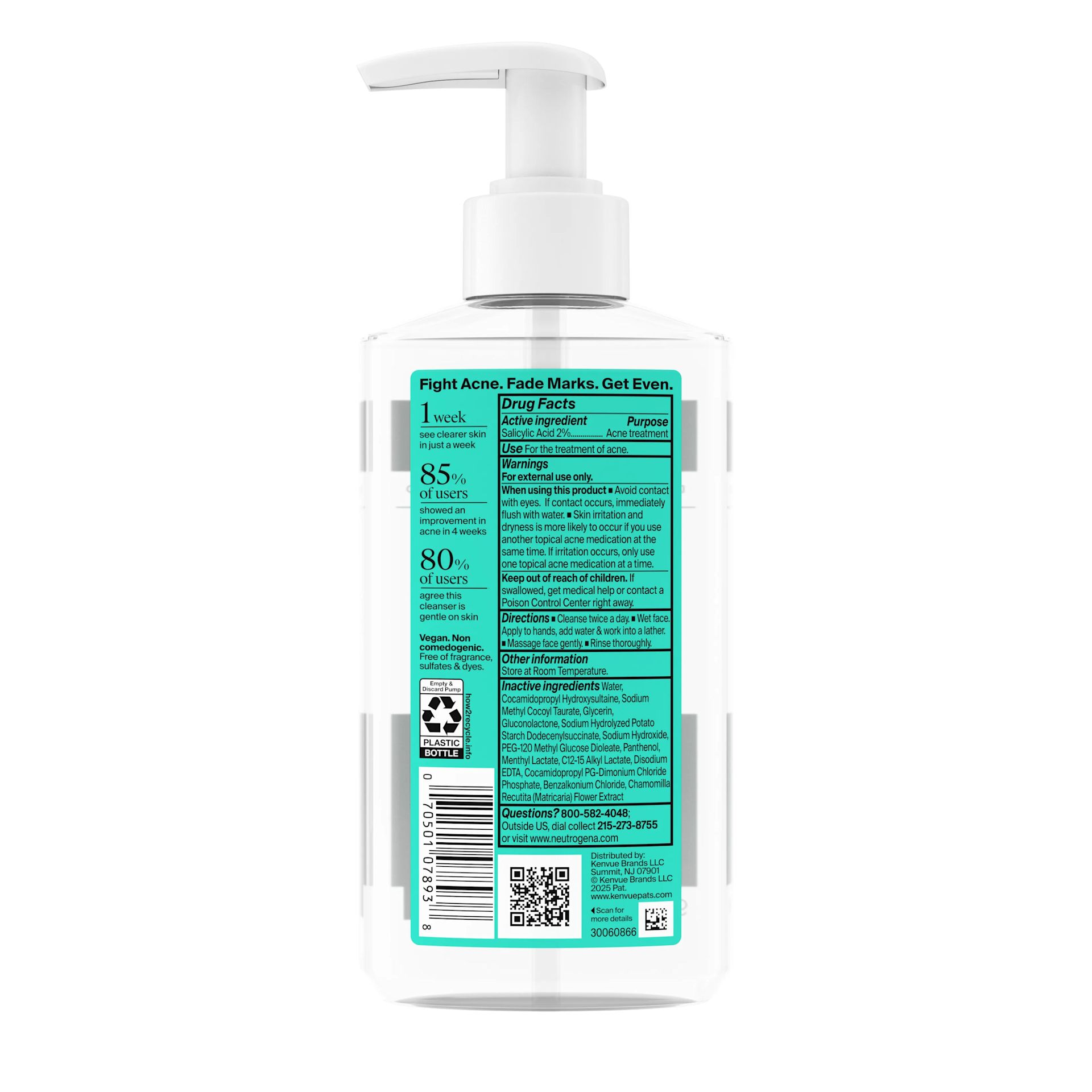Evenly Clear™ Acne Cleanser Mask Back of Packaging