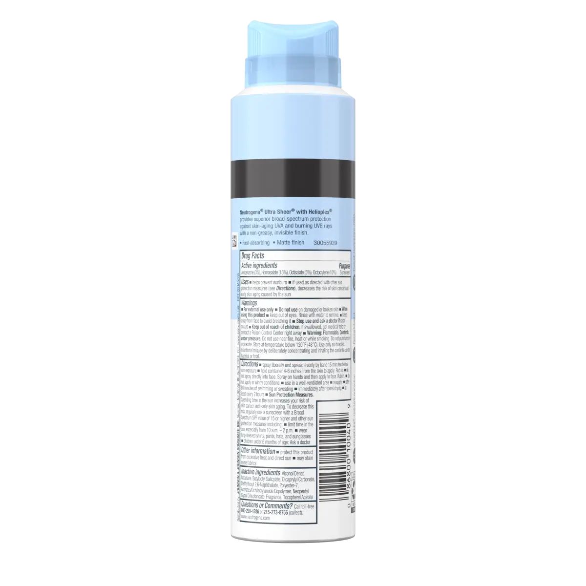 Neutrogena® Ultra Sheer® Body Mist Sunscreen Broad Spectrum SPF 70, 5 Oz Back of pack