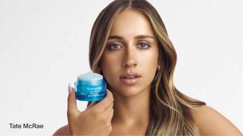 Tate McRae with healthy skin after using Neutrogena® products made with hyaluronic acid for improved skincare