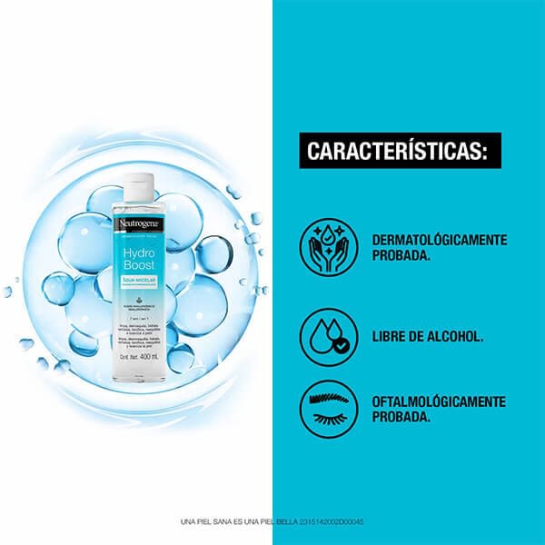 COMPARTIR Agua Micelar Desmaquillante Neutrogena® Hydro Boost® - características