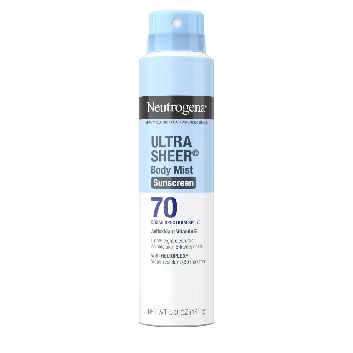 Neutrogena® Ultra Sheer® Body Mist Sunscreen Broad Spectrum SPF 70, 5 Oz Front of Pack
