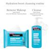 Neutrogena® Hydro Boost cleansing routine with makeup removal wipes and hydrating gel cleanser
