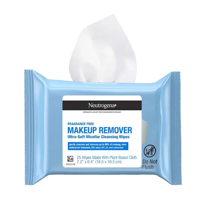 Neutrogena® Makeup Remover Cleansing Wipes Fragrance Free Front of Pack