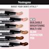 Neutrogena® Glow Perfector Pen swatches from light to deep on pink background