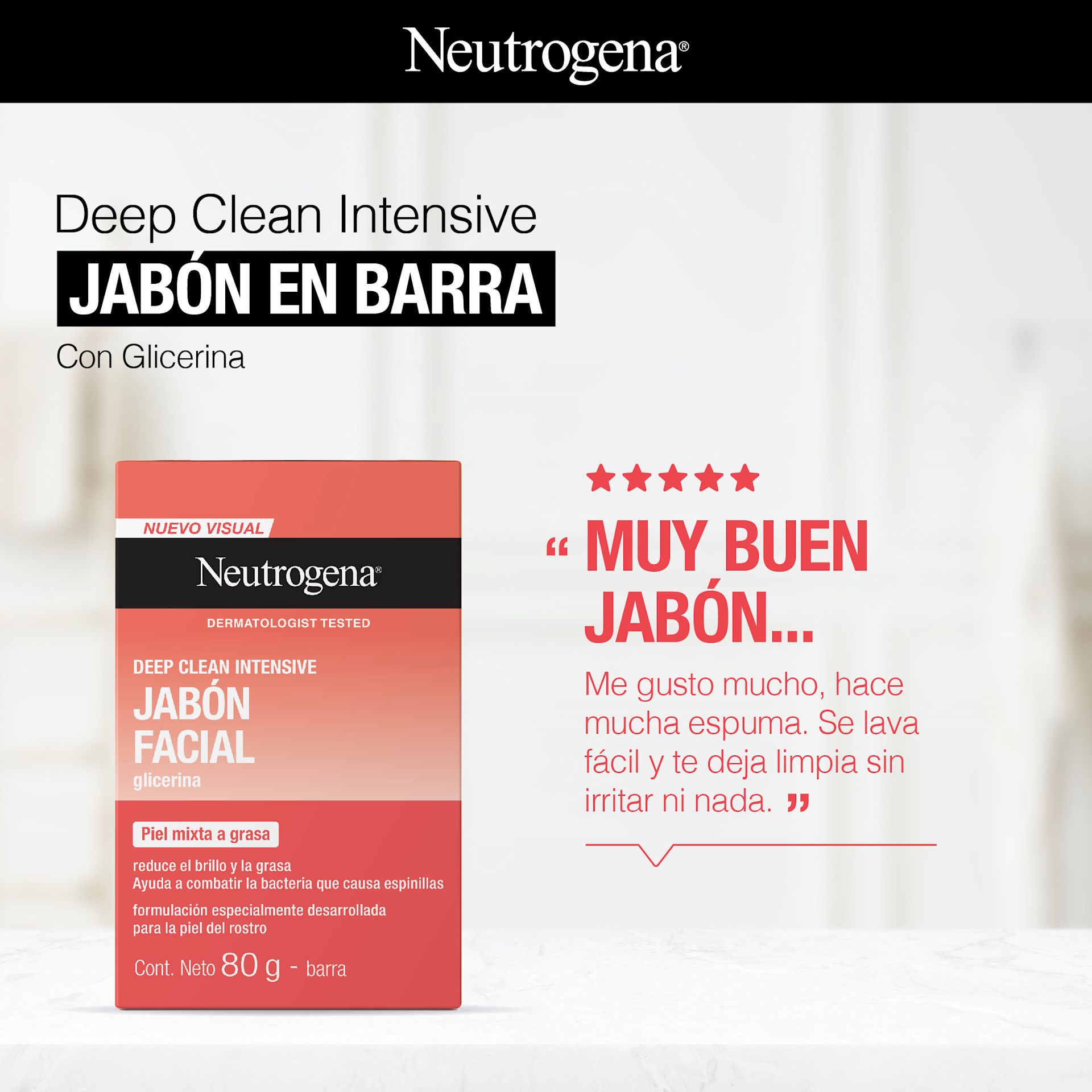 NEUTROGENA DEEP CLEAN INTENSIVE® Jabón en barra de limpieza facial - Image 4 - Neutrogena - es-AR