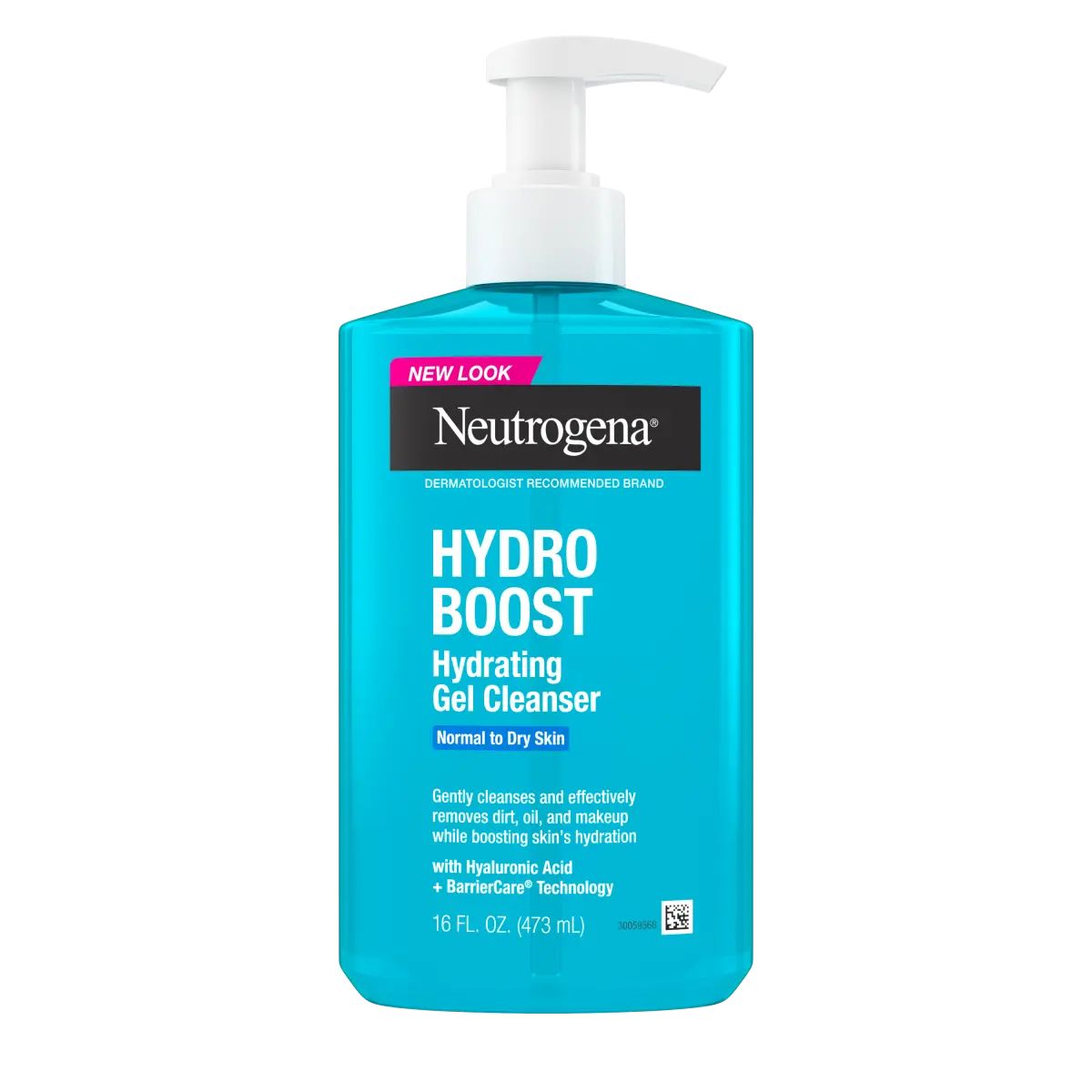 Neutrogena® Hydro Boost Face Wash, Hyaluronic Acid Hydrating Cleansing Gel Front of Packaging