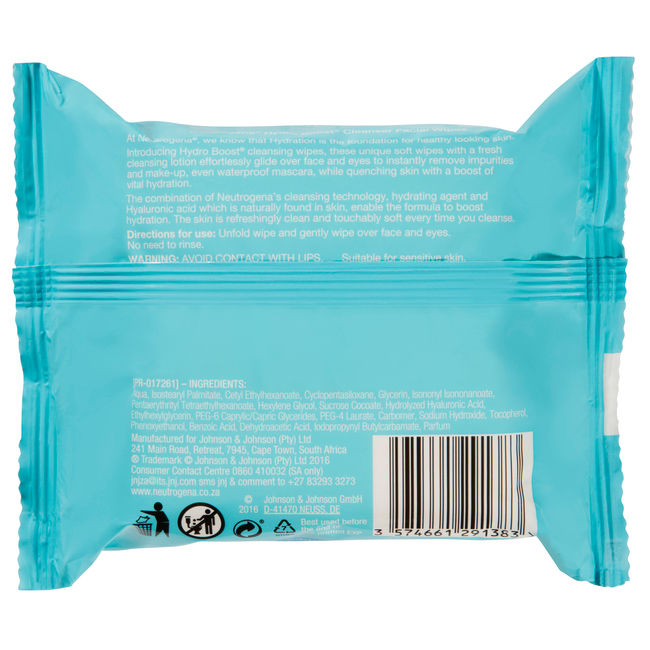Neutrogena® Hydro Boost Make-Up Remover Wipes 25 - Image 2 - Neutrogena - en-AU
