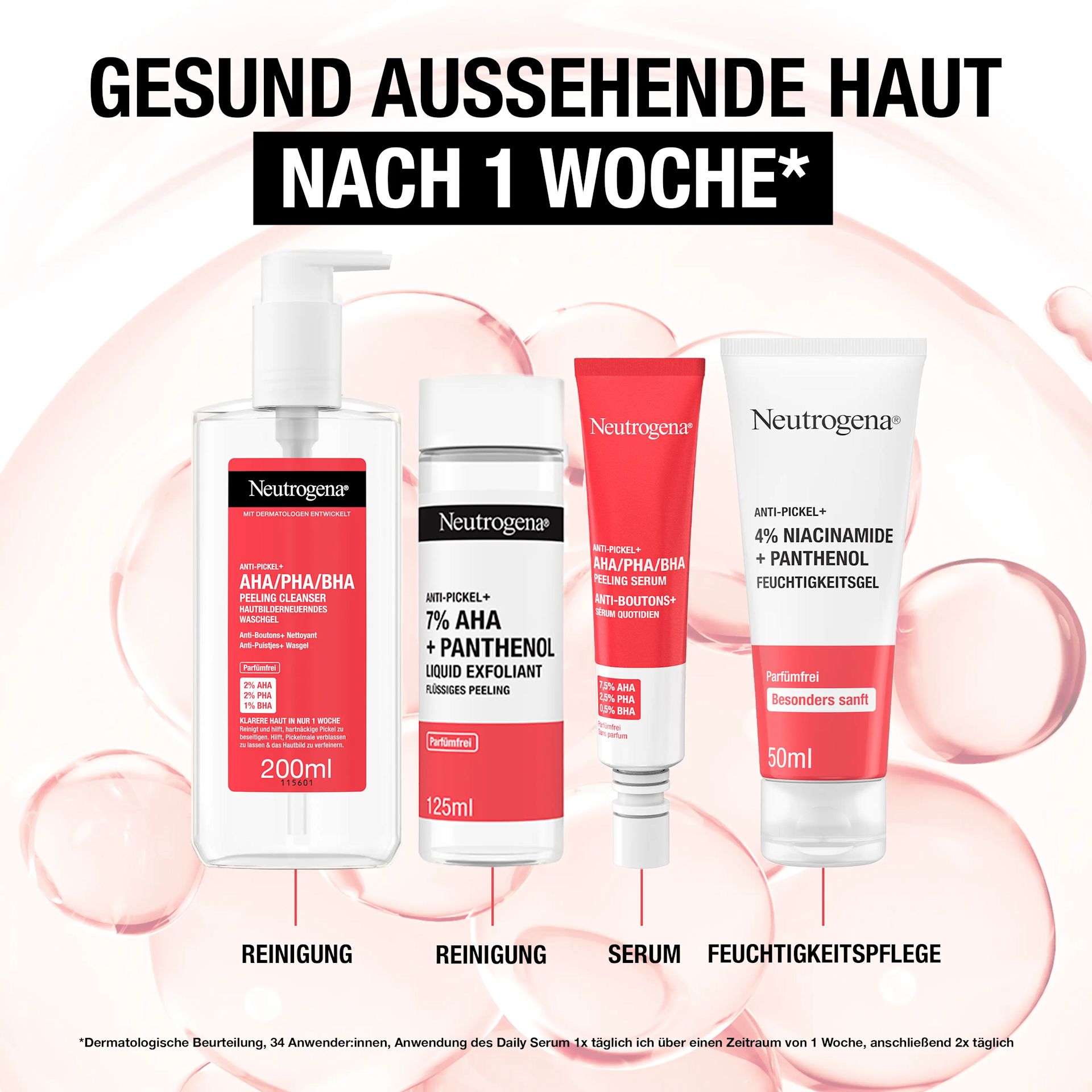 Gesund aussehende Haut nach 1 Woche