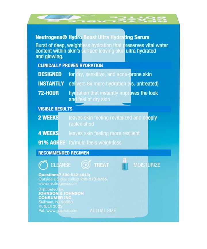 Neutrogena® Hydro Boost Serum Back of Packaging