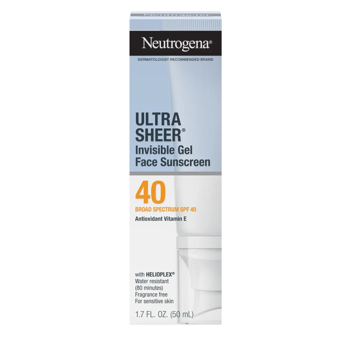 Neutrogena Ultra Sheer Invisible Gel Face Sunscreen SPF 40, 1.7 oz gel
