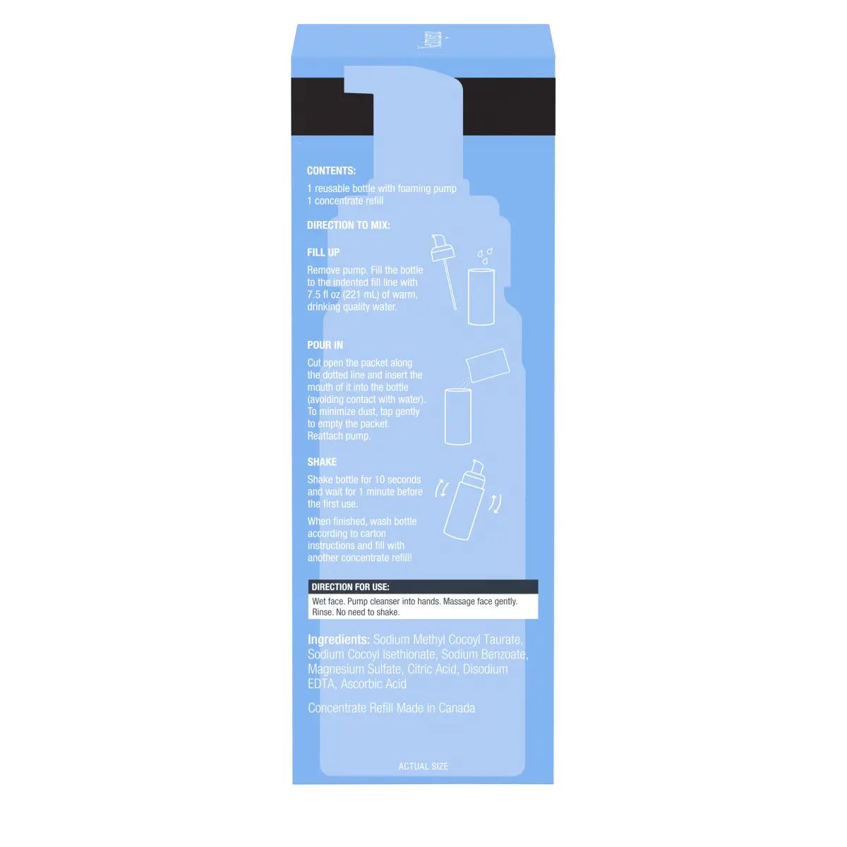 Neutrogena® Reusable Foaming Cleanser Starter Kit, Bottle & Refill Pack Back of pack
