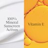 Split frame showing mineral sunscreen claim paired with bold Vitamin E emphasis