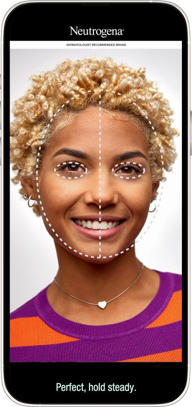 Image qui montre la première étape consistant à scanner son autoportrait à l’aide de l’application Neutrogena Peau360