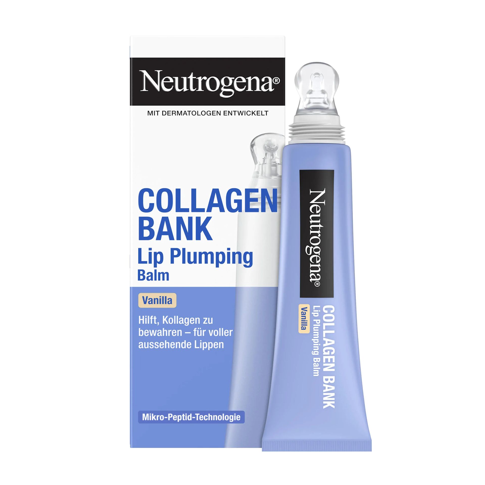 Neutrogena Collagen Bank Lip Plumping Balm Packshot Karton + Produkt