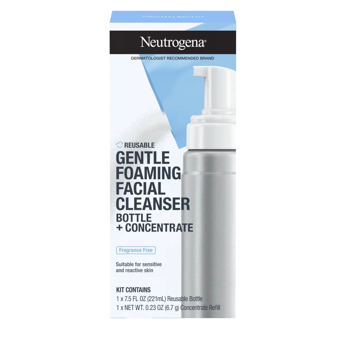 Neutrogena® Reusable Foaming Cleanser Starter Kit, Bottle & Refill Pack Front of pack